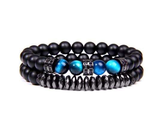 Black and Blue Agate Bracelet